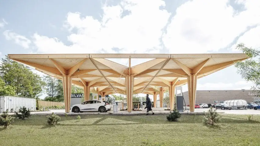 A tree-like timber charging stations for electric cars