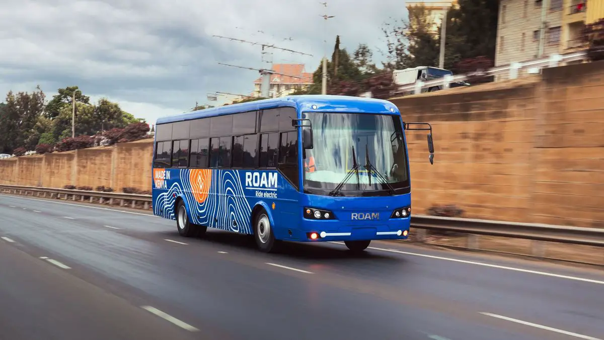 Roam's first locally manufactured electric bus in Kenya.